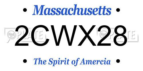 2CWX28 Massachusetts License Plate