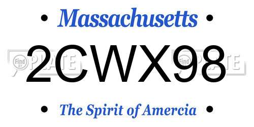 2CWX98 Massachusetts License Plate