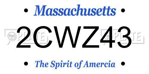 2CWZ43 Massachusetts License Plate