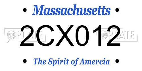2CX012 Massachusetts License Plate