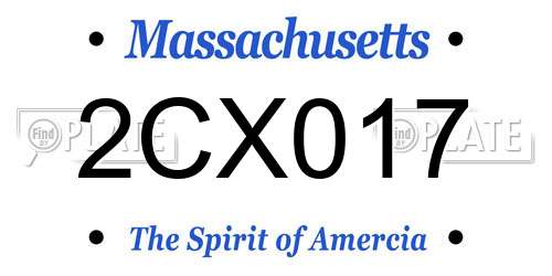2CX017 Massachusetts License Plate