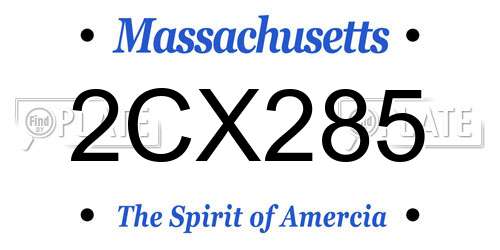 2CX285 Massachusetts License Plate