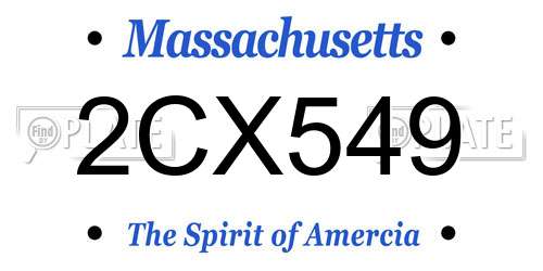 2CX549 Massachusetts License Plate