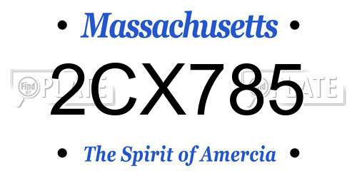2CX785 Massachusetts License Plate