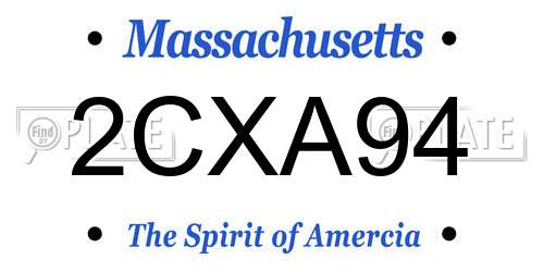 2CXA94 Massachusetts License Plate