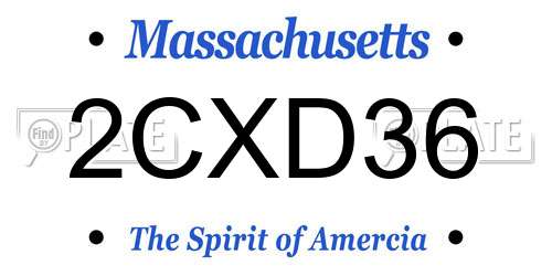 2CXD36 Massachusetts License Plate