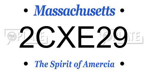 2CXE29 Massachusetts License Plate