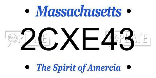 2CXE43 Massachusetts License Plate