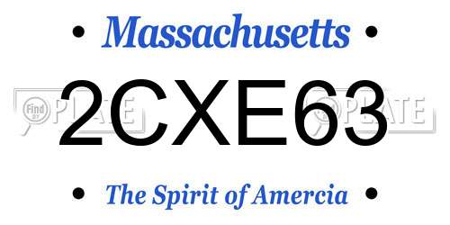 2CXE63 Massachusetts License Plate