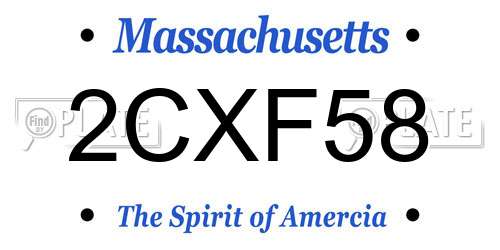 2CXF58 Massachusetts License Plate