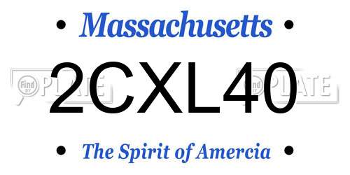 2CXL40 Massachusetts License Plate