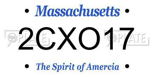 2CXO17 Massachusetts License Plate