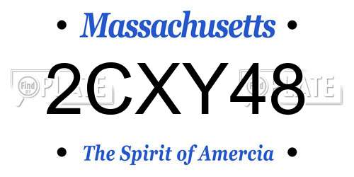 2CXY48 Massachusetts License Plate