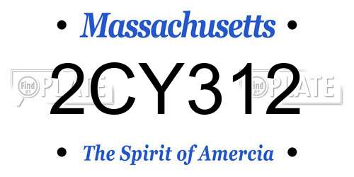 2CY312 Massachusetts License Plate