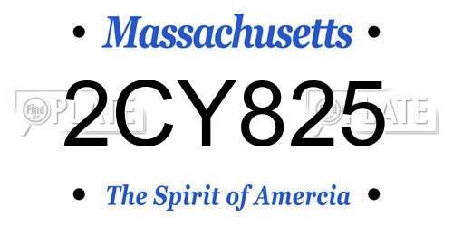 2CY825 Massachusetts License Plate