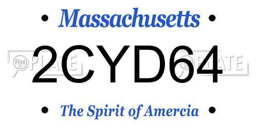 2CYD64 Massachusetts License Plate