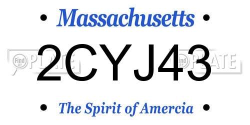2CYJ43 Massachusetts License Plate