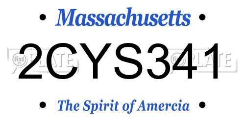 2CYS341 Massachusetts License Plate