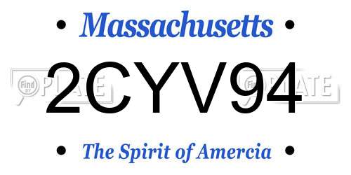 2CYV94 Massachusetts License Plate