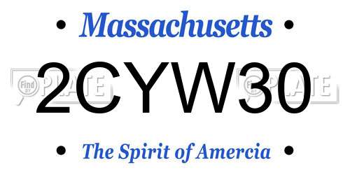 2CYW30 Massachusetts License Plate
