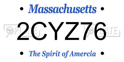 2CYZ76 Massachusetts License Plate