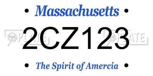2CZ123 Massachusetts License Plate