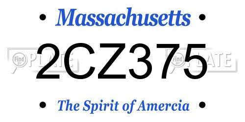 2CZ375 Massachusetts License Plate