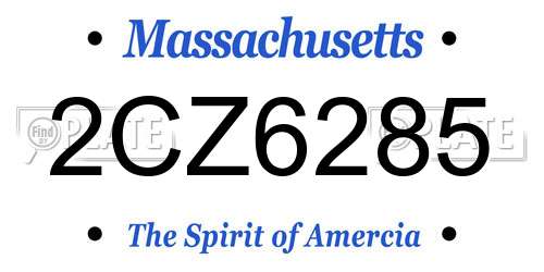 2CZ6285 Massachusetts License Plate
