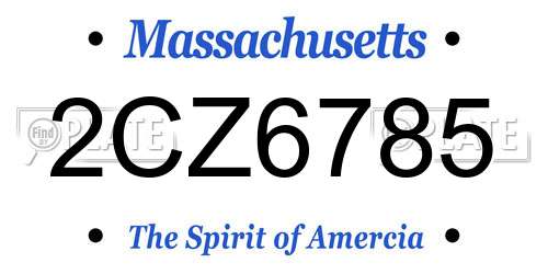 2CZ6785 Massachusetts License Plate