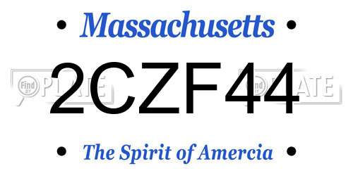 2CZF44 Massachusetts License Plate