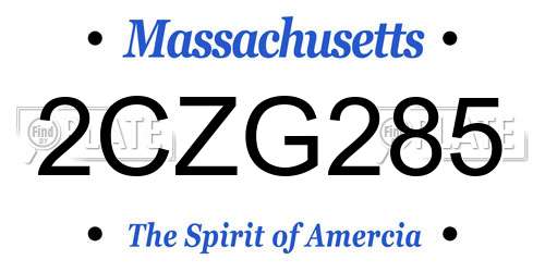 2CZG285 Massachusetts License Plate