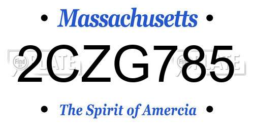 2CZG785 Massachusetts License Plate
