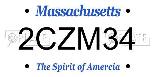 2CZM34 Massachusetts License Plate