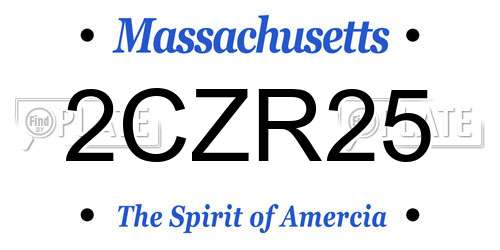 2CZR25 Massachusetts License Plate