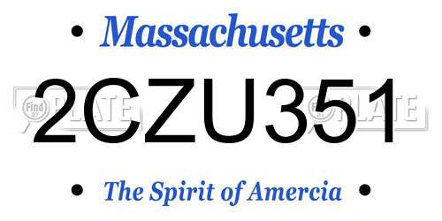 2CZU351 Massachusetts License Plate