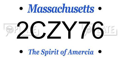 2CZY76 Massachusetts License Plate