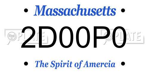 2D00P0 Massachusetts License Plate