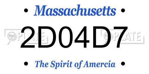 2D04D7 Massachusetts License Plate