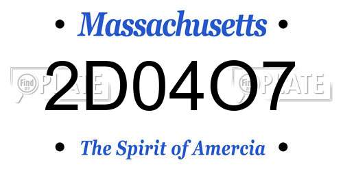 2D04O7 Massachusetts License Plate