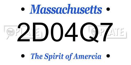 2D04Q7 Massachusetts License Plate
