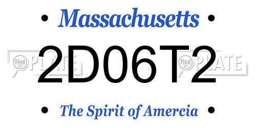 2D06T2 Massachusetts License Plate