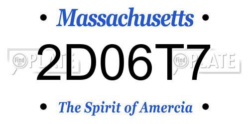 2D06T7 Massachusetts License Plate