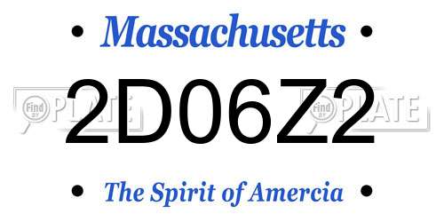 2D06Z2 Massachusetts License Plate