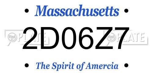 2D06Z7 Massachusetts License Plate
