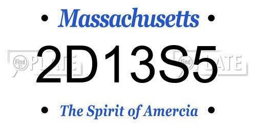 2D13S5 Massachusetts License Plate