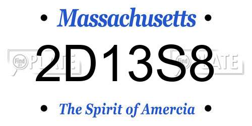 2D13S8 Massachusetts License Plate