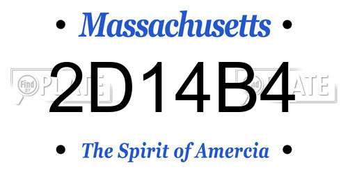 2D14B4 Massachusetts License Plate