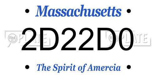 2D22D0 Massachusetts License Plate