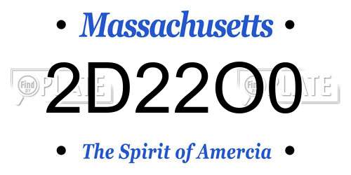 2D22O0 Massachusetts License Plate