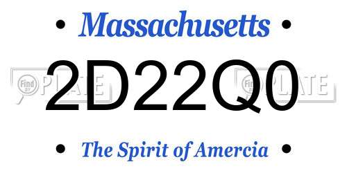 2D22Q0 Massachusetts License Plate